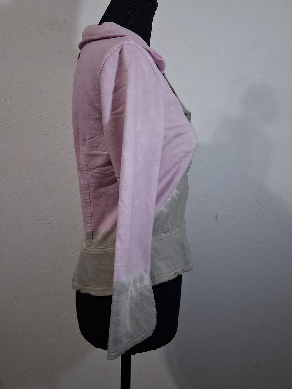Hard Tail Pink and Sage Green Button-Front Peplum Jacket - Picture 5 of 8